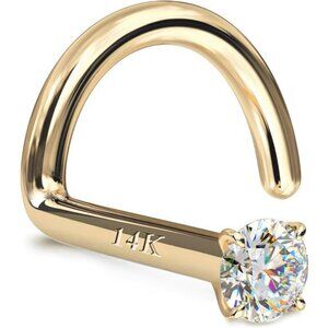 14K Gold Nose Rings Studs : Solid Gold 18G Screw Nose Rings Simulated